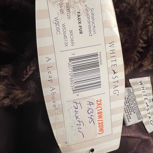 White Stag brown vintage faux fur coat NWT size 2X - Picture 8 of 9
